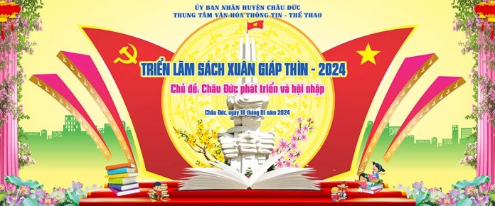 Phong nen san khau trien lam sach bao xuan 2024