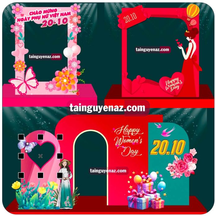 3+ Decor trang trí ngày phụ nữ Việt Nam 20/10, background 20/10